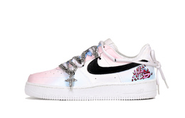 Nike Кроссовки для скейтбординга Air Force 1 Low-Top унисекс розовые белые cw2288-111(team42-涂鸦hot男女同款粉白) | pink white