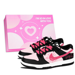 Nike Кроссовки для скейтбординга Dunk Black White, Pink Wing Sweetheart, устойчивые к истиранию, нескользящие, унисекс dd1391-100（team883-粉翼甜心粉鞋盒） | pink