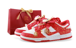 Nike Кроссовки для скейтбординга Dunk Drippy Joyful, износостойкие, низкие, унисекс, красные dd1873-116(team889-婚鞋欢喜礼袋款) | red (special shopping bag)