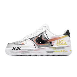 Кроссовки для скейтбординга Air Force 1, унисекс, низкие, черные, светло-желтые Nike, Black White cw2288-111(team726-速燃轨迹） | black white