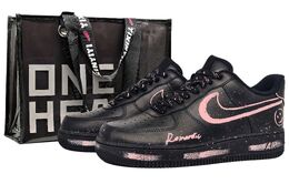 Nike Кроссовки Air Force 1 с антискользящим покрытием, износостойкие, низкие, для скейтбординга, унисекс, черные, розовые cw2288-001(team400-星际迷航男女款粉礼) | black pink (shopping bag)
