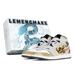 Jordan Баскетбольные кроссовки Air 1 Joy Lemon, износостойкие, винтажные, среднего размера, бежево-серые, унисекс dq8426-001(team399-金蛇迎福s-box) | beige gray