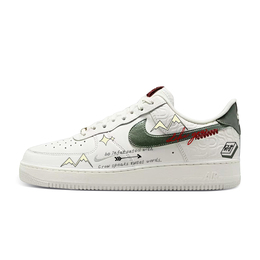 Nike Кроссовки для скейтбординга Air Force 1 с противоскользящим износостойким верхом, унисекс, белые, зеленые hv5979-130(team579-财源广进) | white green