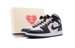 Jordan Баскетбольные кроссовки Air 1 Mid с антискользящей подошвой и высоким голенищем, женские, черно-розовые dq8423-103(team44-粉墨千金) | custom black pink