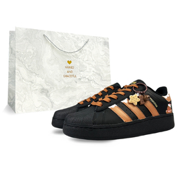 Adidas Низкие противоскользящие кроссовки для скейтбординга SUPERSTAR XLG, унисекс, черно-коричневые ig9777(team373-圣诞小人s-box) | black