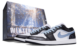 Jordan Баскетбольные кроссовки Air 1 Blue Moment с низким верхом, износостойкие, винтажные, унисекс, сине-черные 553558-165（team73-蓝调时刻s-box) | blue black