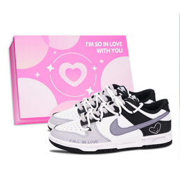 Nike Кроссовки для скейтбординга Dunk Black White, Falling In Love, износостойкие, низкие, унисекс, черные, фиолетовые dd1391-100（team883-坠入爱河女鞋盒） | black purple