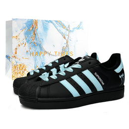 Adidas Низкие кроссовки для скейтбординга Superstar 2 Blue Bowknot, устойчивые к истиранию, унисекс, черно-синие jh9977（team865-蓝色蝴蝶结sbox） | sky blue