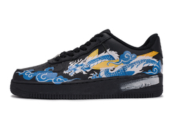 Nike Низкие износостойкие кроссовки для скейтбординга Air Force 1 унисекс, черные, синие, желтые cw2288-001(team171-男女同款虎啸龙吟) | black blue yellow