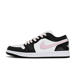 Jordan Баскетбольные кроссовки Air 1 Heart Signal Low Top Vintage, женские, черно-розовые dc0774-101（team664-心动信号） | black pink