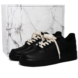 Nike Кроссовки Air Force 1 Black Warrior с низким верхом, устойчивые к истиранию и скольжению, унисекс, черные cw2288-001（team562-麻绳黑武士-哑光黑） | black