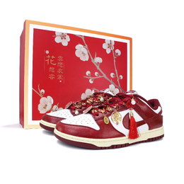 Nike Кроссовки для скейтбординга Dunk Anti Slip, износостойкие, низкие, унисекс, красные, белые fj4555-100（team134-与爱同行礼盒） | red and white box