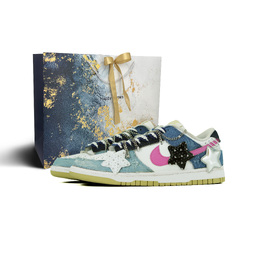 Nike Кроссовки для скейтбординга Dunk Low Top, унисекс, небесно-голубые dv0833-100（team-563 牛仔很忙 礼袋款） | sky blue