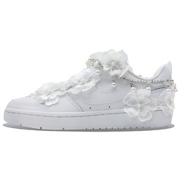 Nike Кроссовки для скейтборда Court Borough 2 Hundred Flowers Assembly, противоскользящие, износостойкие, низкие, женские, белые bq5448-100(team895-百花汇） | white
