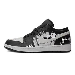 Jordan Баскетбольные кроссовки Air 1 Vintage, унисекс, низкие, белые/черные 553558-043(team56-趴趴熊猫) | black
