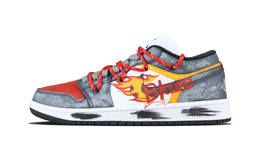 Jordan Баскетбольные кроссовки Air 1 Blaze Blazing, низкие, винтажные, унисекс, красные, серые dc0774-101（team1171-blaze 炙履） | red gray