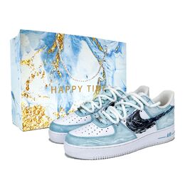 Nike Кроссовки Air Force 1 Clear Wave Blue Low Top для скейтбординга унисекс, ледяной синий cw2288-111(team616-澈浪蓝sbox) | ice blue