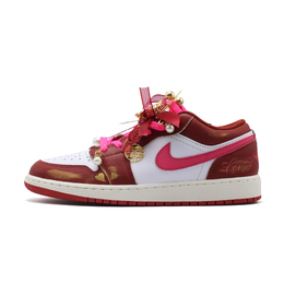 Jordan Кроссовки для скейтбординга Air 1 Blush Sakura Bride, износостойкие, низкие, женские, красные fj3465-160（team932-绯樱嫁履） | red