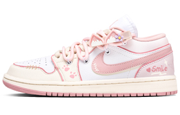 Jordan Баскетбольные кроссовки Air 1 Cream Puff Cat с низким верхом, износостойкие, винтажные, женские, бежево-розовые dc0774-162(team1291-泡芙喵) | beige pink