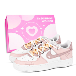 Nike Кроссовки для скейтбординга Air Force 1 Rose Love, устойчивые к истиранию, унисекс, розовые, желтые, белые dd8959-100(team971-蔷薇之恋鞋盒) | pink yellow white