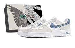 Nike Кроссовки для скейтбординга Air Force 1 с противоскользящим износостойким верхом, унисекс, бежево-синие cw2288-111（team845亲密制造-box） | beige blue