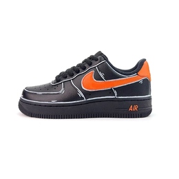 Nike Кроссовки Air Force 1 Cool Black Orange Leap с антискользящим покрытием, износостойкие, низкие, для скейтбординга, унисекс, черные cw2288-001(team935-酷黑橙跃） | black