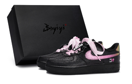 Nike Кроссовки для скейтбординга Air Force 1 Yabi Sweetheart с низким верхом и противоскользящим эффектом унисекс, цвет: черный, розовый, розовое золото cw2288-001(team80-男女亚比甜心s-box) | black pink rose gold