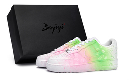 Nike Кроссовки для скейтбординга Air Force 1 с противоскользящим износостойким верхом, унисекс, белые, розовые, зеленые cw2288-111(team80-男女款四时花s-box) | white pink green