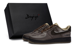 Кроссовки для скейтбординга Air Force 1, унисекс, низкие, черные Nike, Black Brown hq1176-222(team80-男女落寞都市s-box) | black brown