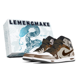 Jordan Баскетбольные кроссовки Air 1 Joy Lemon, износостойкие, винтажные, среднего размера, унисекс, цвета хаки dq8426-001(team778-神秘蛇影-box) | khaki