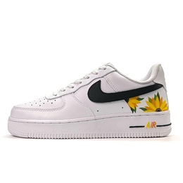 Nike Кроссовки Air Force 1 с антискользящим покрытием, износостойкие, низкие, для скейтбординга, унисекс, белые, черные cw2288-111（team801-反向日葵） | white black