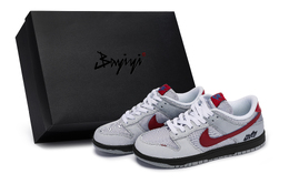 Nike Кроссовки для скейтбординга Dunk с противоскользящим износостойким верхом, унисекс, серо-красные hf0391-001(team80-男女安可灰迹s-box) | gray red
