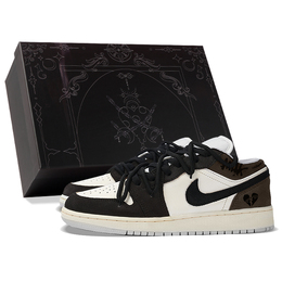 Jordan Кроссовки Air 1 Low-Top для скейтбординга женские, черно-коричневые hf1863-200(team拾柒-女款低帮美式咖啡板鞋) | black brown