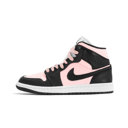 Jordan Женские баскетбольные кроссовки Air 1 Abrasion Resistance Mid Top Vintage, цвет черный розовый bq6472-160(team578-莓粉甜心) | black pink