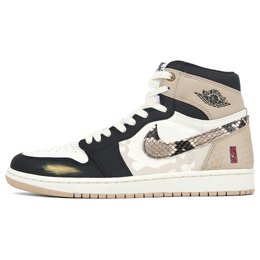 Jordan Баскетбольные кроссовки Air 1 Vintage, женские, высокие, коричневые fd2596-021（team4-女款金蛇聚势） | black brown