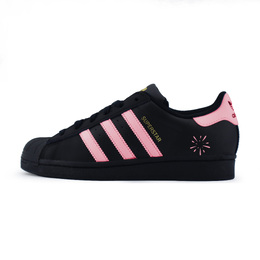 Adidas Низкие, износостойкие, противоскользящие кроссовки для скейтбординга SUPERSTAR, унисекс, черно-розовые eg4959（team448-贝壳粉烟花） | black pink
