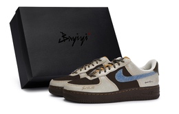 Nike Кроссовки для скейтбординга Air Force 1 унисекс, низкие, кофейно-синие hq3458-142(team80-男女冬日恋曲s-box) | brown coffee blue