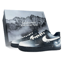 Nike Кроссовки Air Force 1 с низким верхом, износостойкие, легкие и сбалансированные, унисекс, черно-белые cw2288-001(team598-恶魔微笑high礼盒） | black white