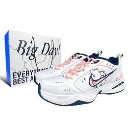 Nike Низкие кроссовки Air Monarch 4 с защитой от скольжения, износостойкие, унисекс, розовые, белые 415445-102（team187-粉爪毛孩） | pink white