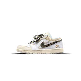 Jordan Баскетбольные кроссовки Air 1 CNY Golden Snake And Auspicious Clouds, винтажные, унисекс, бежевого цвета hq3440-101（team81-男女款金蛇祥云） | ecru