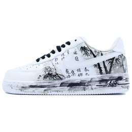 Nike Кроссовки Air Force 1 с низким верхом, противоскользящие и износостойкие, унисекс, черно-белые cw2288-111(team779- 国风 墨竹兰亭) | black white