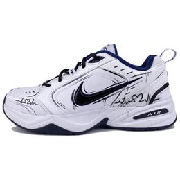 Nike Низкие, износостойкие, массивные, противоскользящие кроссовки Air Monarch 4 унисекс, белые, черные 415445-102（team671-心电图） | white black