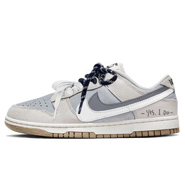 Nike Кроссовки для скейтбординга Dunk с противоскользящим износостойким верхом, унисекс, серо-белые do9457-100(teamy-女款双勾告白灰白) | gray white