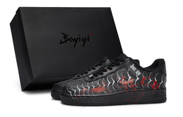 Nike Кроссовки Air Force 1 с низким верхом для скейтборда, противоскользящие, унисекс, черные, красные, серебристые cw2288-001(team80-男女蛇骨血影s-box） | black red silver