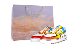 Nike Кроссовки Air Force 1 с противоскользящим покрытием, износостойкие, низкие, унисекс, белые, оранжевые, желтые, синие cw2288-111(team41-橙黄蓝漫画风s-box) | white orange yellow blue