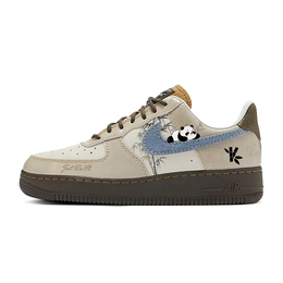 Nike Женские кроссовки Air Force 1 с низким верхом, устойчивые к истиранию и скольжению, бежево-коричневые hq3458-142(team56-抱竹熊猫) | beige brown