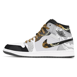 Jordan 1. Износостойкие и легкие винтажные баскетбольные кроссовки среднего размера, унисекс, черно-серого цвета dq8426-001(team778-锦书祥蛇) | black gray