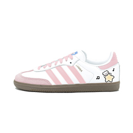 Adidas Кроссовки для скейтбординга SAMBA OG Happy Puppy Pink, легкие и дышащие, низкие, унисекс, розовые, белые b75806(team肆叁柒-快乐小狗粉) | pink white