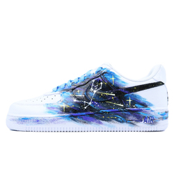 Nike Кроссовки для скейтбординга Air Force 1 Brilliant Star с низким верхом, противоскользящие, унисекс, белые, синие cw2288-111(team779-男女 星空 处女座) | white blue