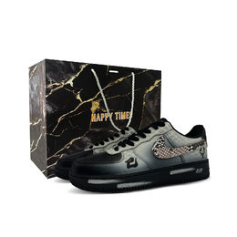 Nike Кроссовки для скейтбординга Air Force 1 Snake Shadow с противоскользящим покрытием, износостойкие, унисекс, черные cw2288-001（team305-蛇影box） | black